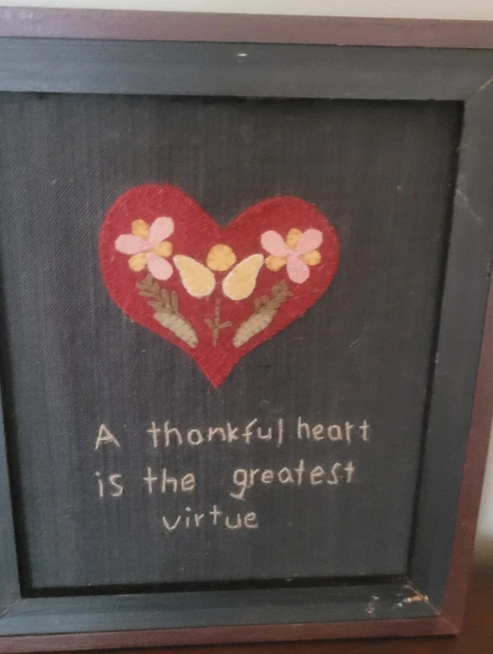 AmericanaFramed Wool Appliqué Textile Art - 